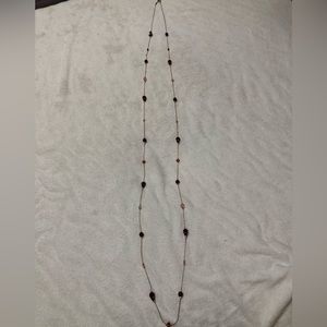 Gold and Red Beaded Extra Long Necklace